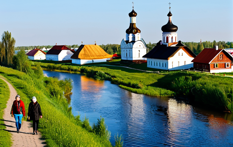 Suzdal Townscape**

"Picturesque view of Suzdal, Russia, featuring historic churches and traditional wooden houses, a river flowing through the landscape, fully clothed tourists walking around, appropriate attire, safe for work, perfect anatomy, correct proportions, natural lighting, professional photography, high quality, family-friendly, modest depiction of Russian architecture."

**