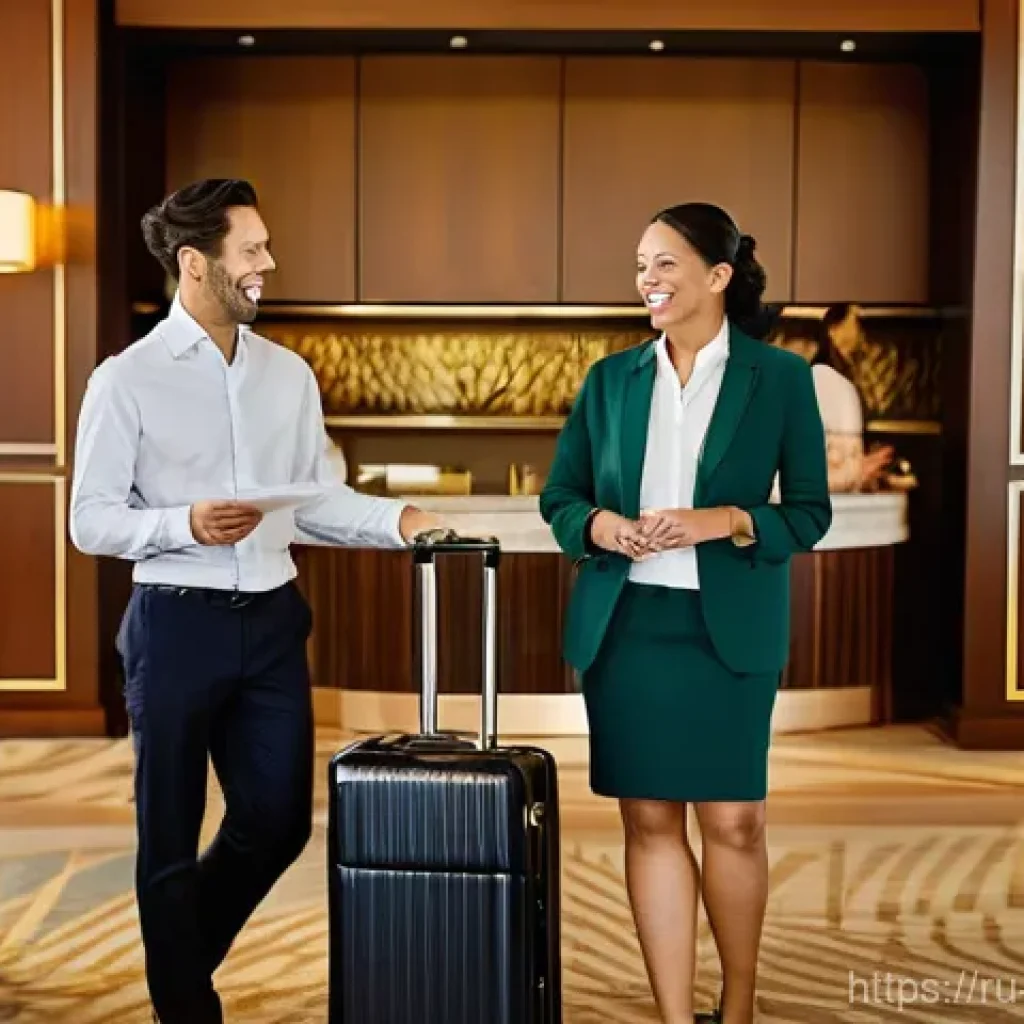 호텔 운영 관리 - **Prompt 1: Personalized Welcome in a Modern Hotel Lobby**
    "A wide shot of a brightly lit, conte...